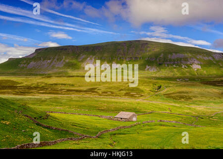 Pen y Ghent in the Yorkshire Dales seen from Raydale. This back road offers a beautiful view of Pen y Ghent. Stock Photo
