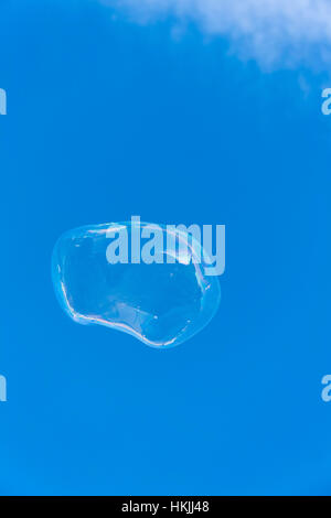 Close-up of soap bubble floating in air, Lisbon, Portugal Stock Photo