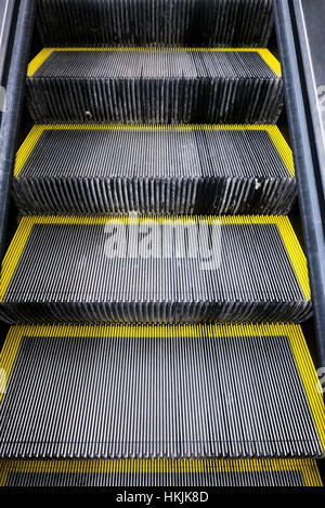 Detail of escalator stairs. Stock Photo