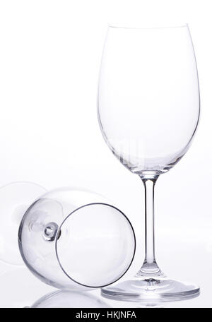 two new wine empty glass on white background Stock Photo