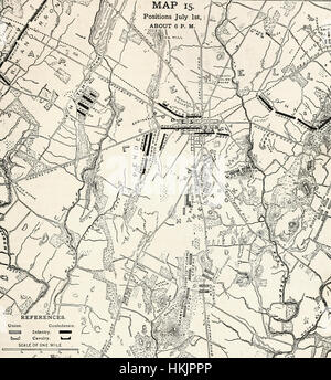 Map of Battle of Gettysburg, First Day, July 1, 1863 Stock Photo ...