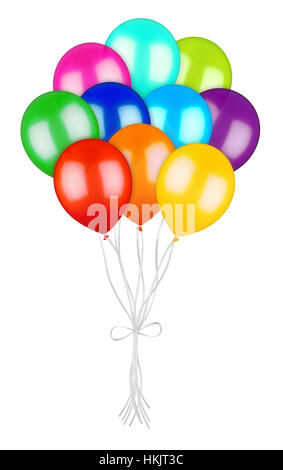 bunch of colorful balloons isolated on white background Stock Photo
