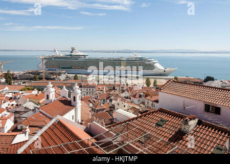 Royal cruise ship at harbour, Lisbon, Portugal Stock Photo