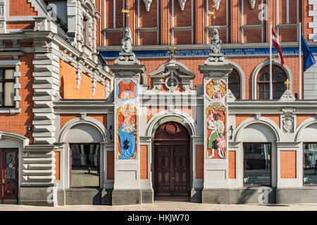 The House of the Blackheads on the Town Hall square was first mentioned in 1334, Riga, Latvia, Baltic States, Europe Stock Photo