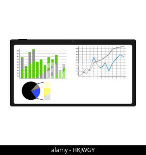 Chart and graphic on tablet. Business information. Vector illustration Stock Photo