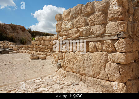 Ruins at the Tel Megiddo National park - a UNESCO work heritage site, northern Israel Stock Photo