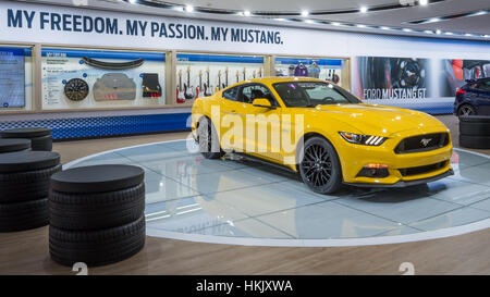 Detroit, MI, USA - January 12, 2016: Ford Mustang car at the North American International Auto Show (NAIAS). Stock Photo