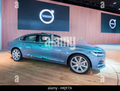 Detroit, MI, USA - January 14, 2016: Volvo S90 global debut car at the North American International Auto Show (NAIAS). Stock Photo