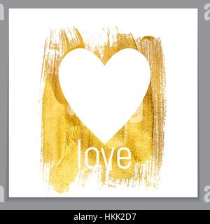 Gold Paint Glittering Textured Heart Art Illustration. Vector Il Stock Vector