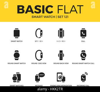Basic set of Smart watch icons Stock Vector