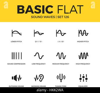 Basic set of Sound waves icons Stock Vector