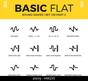 Basic set of sound waves icons Stock Vector