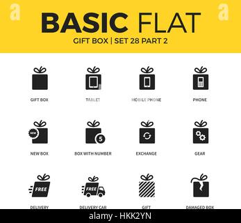 Basic set of Gift box icons Stock Vector