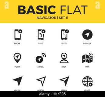 Basic set of Navigator icons Stock Vector