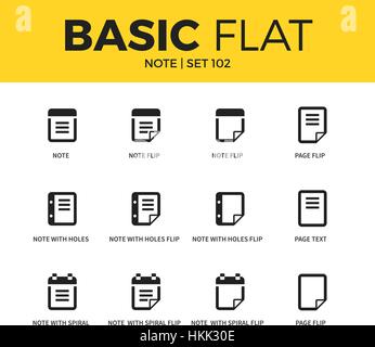 Basic set of Note icons Stock Vector