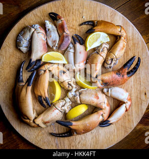 crab claws on wood platw Stock Photo