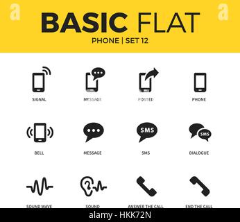 Basic set of phone icons Stock Vector