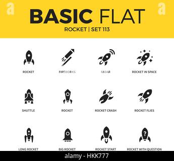 Basic set of Rocket icons Stock Vector