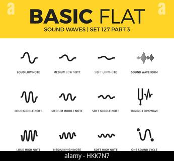 Basic set of sound waves icons Stock Vector