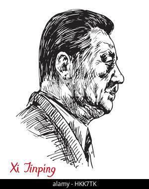 Xi Jinping, General Secretary of the Communist Party of China, President of the People's Republic of China, drawn by hand vector illustration, simple Stock Photo