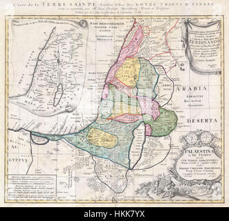 1750, Homann Heirs Map Of Israel, Palestine, Holy Land, 12 Tribes Stock ...