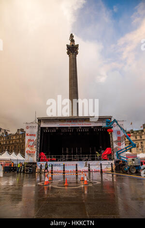 London, UK. 28th Jan, 2017. Trafalgar Square is ready for the Chinese New Year of the Rooster celebrations. Credit: carolmoir/Alamy Live News Stock Photo