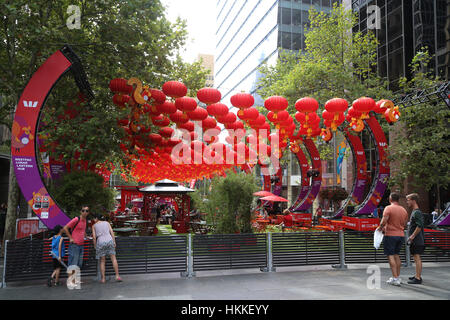 Sydney, Australia. 29 January 2017. Westpac Lunar Lantern Hub is on from 27 January to 12 February in Martin Place as part of the Chinese New Year celebrations. Credit: © Richard Milnes/Alamy Live News Stock Photo