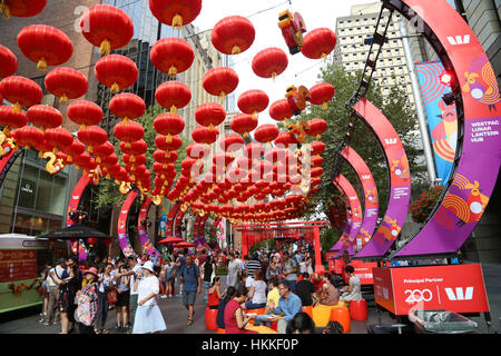 Sydney, Australia. 29 January 2017. Westpac Lunar Lantern Hub is on from 27 January to 12 February in Martin Place as part of the Chinese New Year celebrations. Credit: © Richard Milnes/Alamy Live News Stock Photo