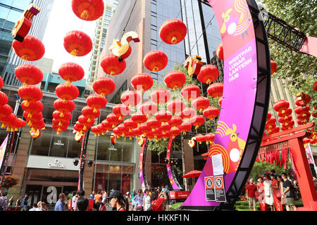 Sydney, Australia. 29 January 2017. Westpac Lunar Lantern Hub is on from 27 January to 12 February in Martin Place as part of the Chinese New Year celebrations. Credit: © Richard Milnes/Alamy Live News Stock Photo