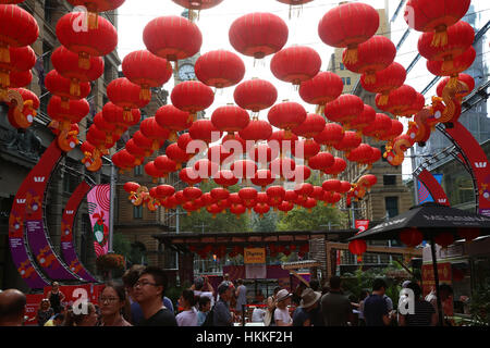 Sydney, Australia. 29 January 2017. Westpac Lunar Lantern Hub is on from 27 January to 12 February in Martin Place as part of the Chinese New Year celebrations. Credit: © Richard Milnes/Alamy Live News Stock Photo