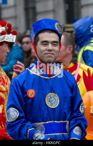 Soho, UK. 29th Jan, 2017. The Year of the Rooster, Chinese New Year parade with the largest dragon and lion procession in Europe takes place in London Credit: Keith Larby/Alamy Live News Stock Photo