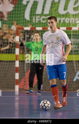 Seixal, Portugal. 29th January 2017. FUTSAL: PORTUGAL x RUSSIA  - Ivan Chishkala in action during friendly futsal match between Portugal and Russia, in Seixal, Portugal. Credit: Bruno de Carvalho/Alamy Live News Stock Photo