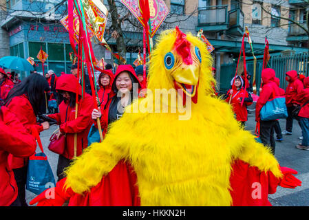29th January, 2017. Chinese New Year parade takes place to celebrate the Year of the Rooster in Vancouver, British Columbia. Credit: Michael Wheatley/Ģ����ý Live News Stock Photo