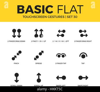 Basic set of Touchscreen gestures icons Stock Vector