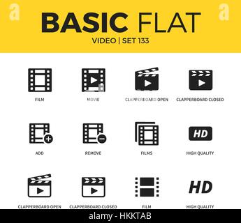 Basic set of Video icons Stock Vector