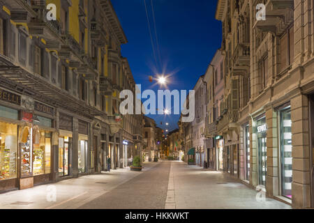 CREMONA, ITALY - MAY 24, 2016: The street of old town in morning dusk. Stock Photo