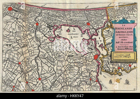 1747 La Feuille Map of Amsterdam and Vicinity, the Netherlands - Geographicus - Amstellande-ratelband-1747 Stock Photo