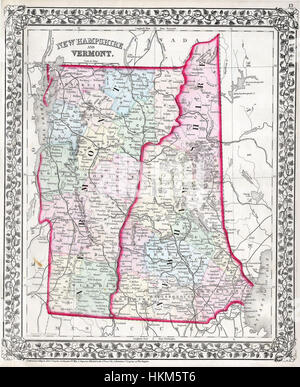 1874 Mitchell Map of Vermont and New Hampshire - Geographicus - VTNH-m-1874 Stock Photo