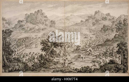 'The Grand Victory at Qurman' engraved by Augustin de Saint-Aubin, 1770 Stock Photo