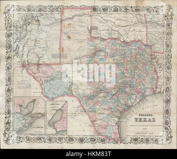 1870 Colton Pocket Map of Texas - Geographicus - TexasPkt-colton-1870 Stock Photo