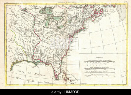 1776 Bonne Map of Louisiana and the British Colonies in North America - Geographicus - NorthAmericaEast-bonne-1776 Stock Photo