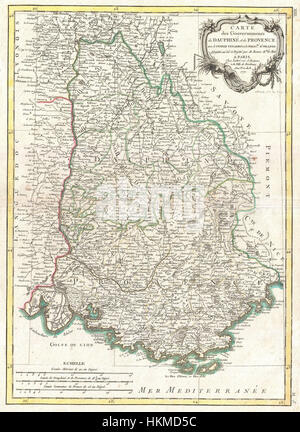 1771 Bonne Map of Dauphine and Provence, France - Geographicus - Provence-bonne-1771 Stock Photo