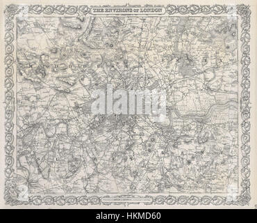 1855 Colton Map or Plan of London, England - Geographicus - London-c-55 Stock Photo