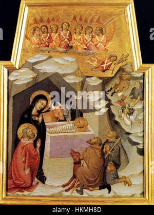 Bartolo di Fredi. Nativity and Adoration of Shepherds1383 Stock Photo