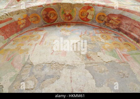 Demre, Turkey-April 1, 2015: Frescoes of the Byzantine era depict scenes of the life of St.Nicholas-Santa Claus on the walls and ceiling of the 520 AD