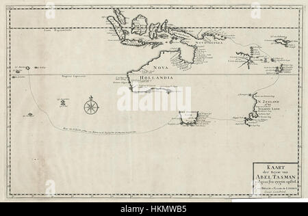 AMH-7220-KB Map showing the route taken by Abel Tasman Stock Photo