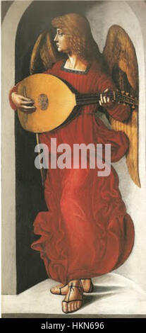 Ambrogio de Predis - Angel in red with a lute Stock Photo