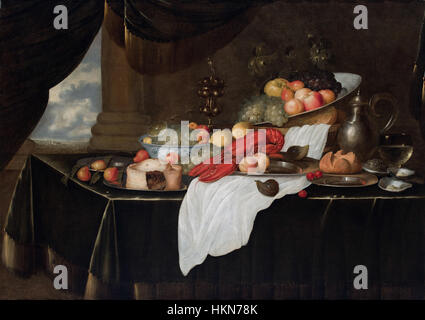 Andries de Coninck - Sumptuous still life with a lobster and fruit Stock Photo