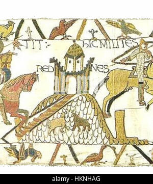 A scene from the Bayeux Tapestry depicting William the Conqueror ...