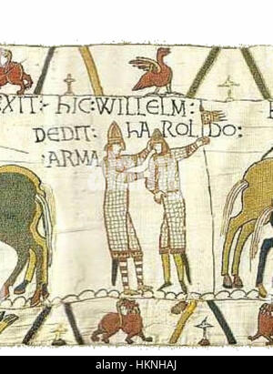 Scene 21 of the Bayeux Tapestry depicts post-conquest scenes ...